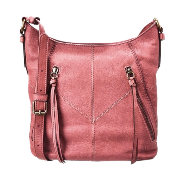 Frye Handbags - Frye Ari Pink Taupe Pebbled Leather Large Crossbody Hobo Bag Handbag Purse NWT